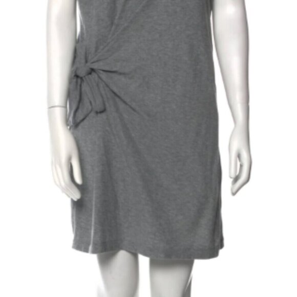 Vince Scoop Neck Grey T-Shirt Dress – Side Tie, Size Large - Picture 9 of 10